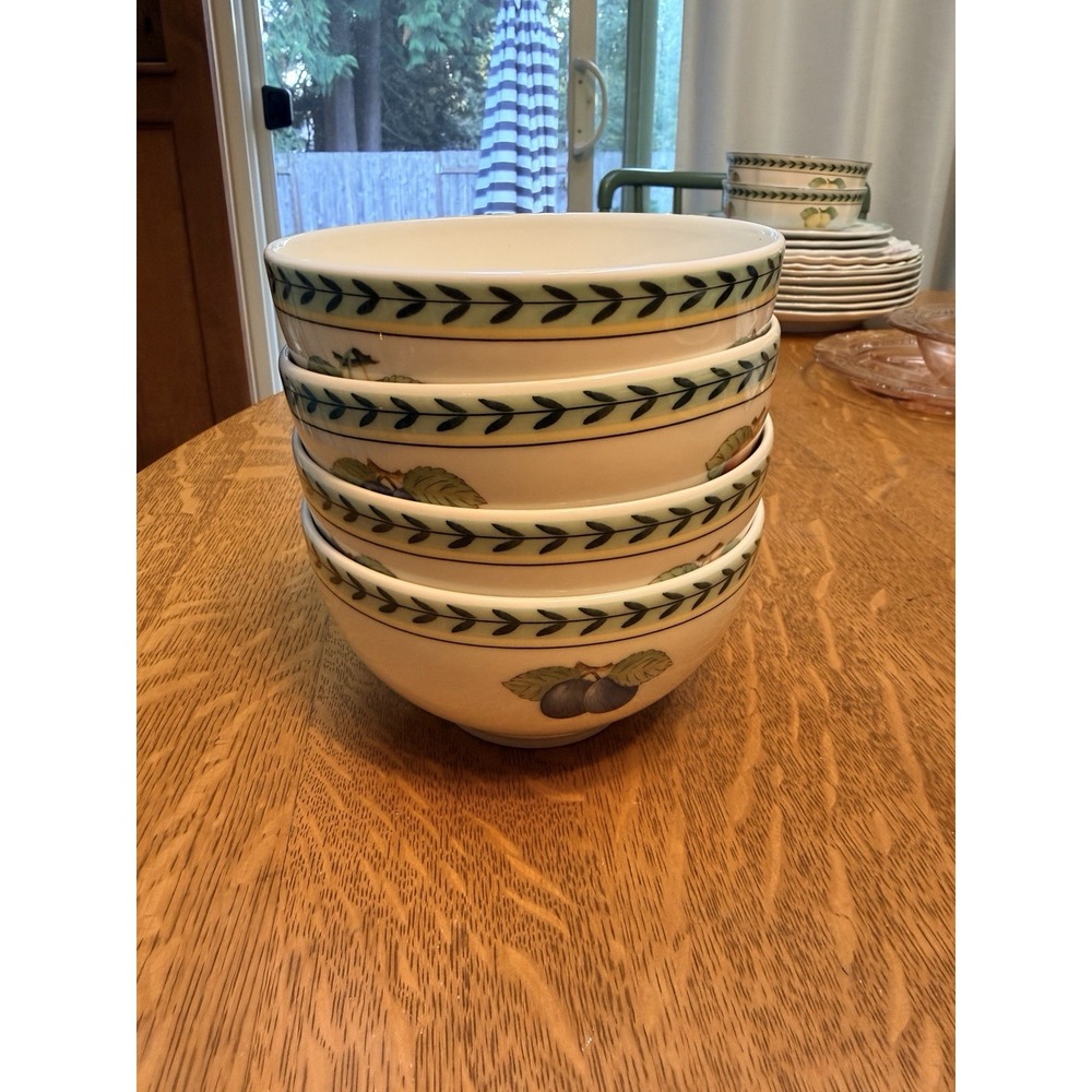 Villeroy & Boch French Garden Fleurence Set Of 4 Footed Cereal Bowls 5.5" MINT
